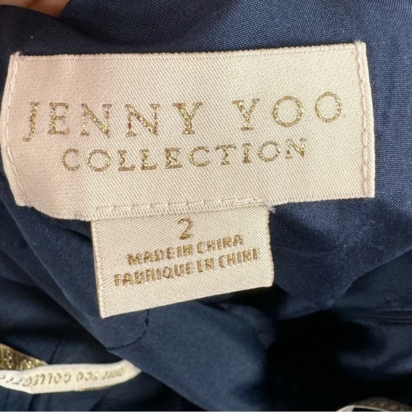 NWT Jenny Yoo Inesse Chiffon V Neck Maxi Dress in Navy Blue Size 2 - Picture 11 of 12